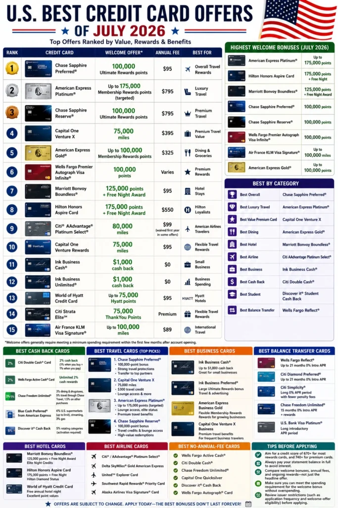 U.S. Credit Card Offers for July 2026