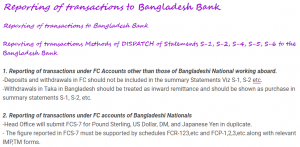 Reporting of transactions to Bangladesh Bank