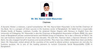 Nazrul Islam Mazumder-Chairman EXIM Bank PLC