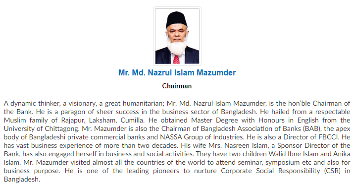 Nazrul Islam Mazumder-Chairman EXIM Bank PLC