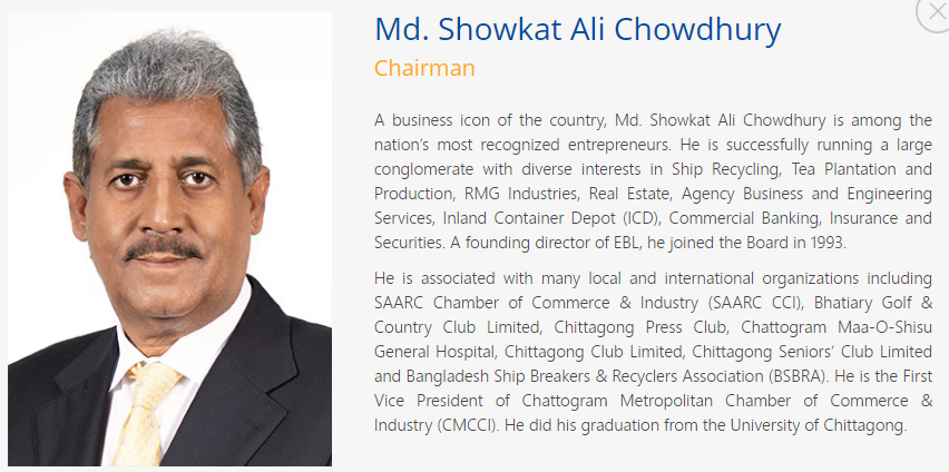 Showkat Ali-Chairman EBL