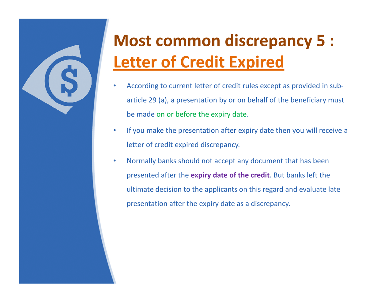 Discrepancies of Letter of Credit