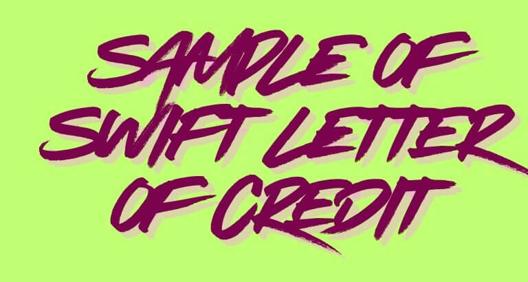 Sample of SWIFT Letter of Credit