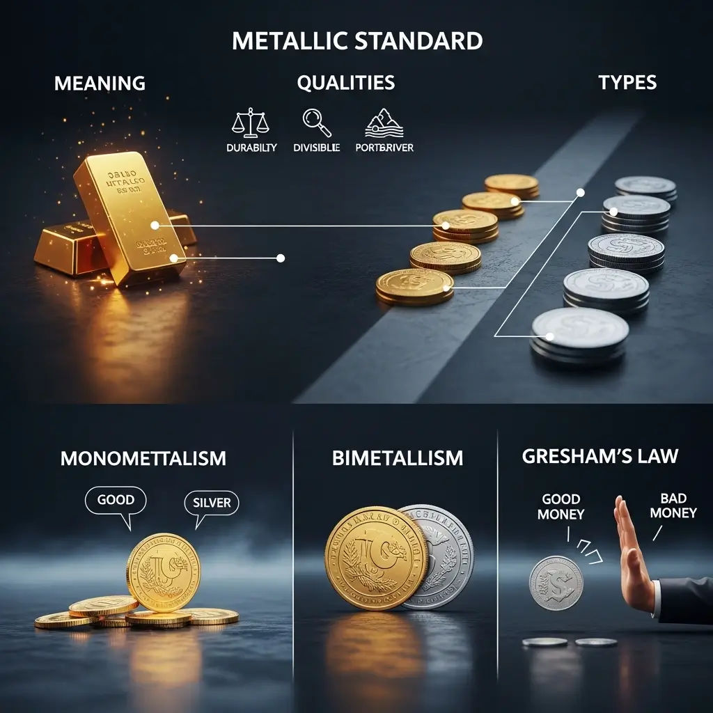 Metallic Standard Meaning, Qualities, Types, Monometallism, Bimetallism & Gresham’s Law 1