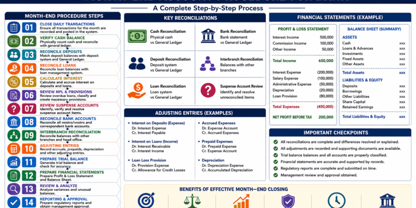 Month end account procedure for bank